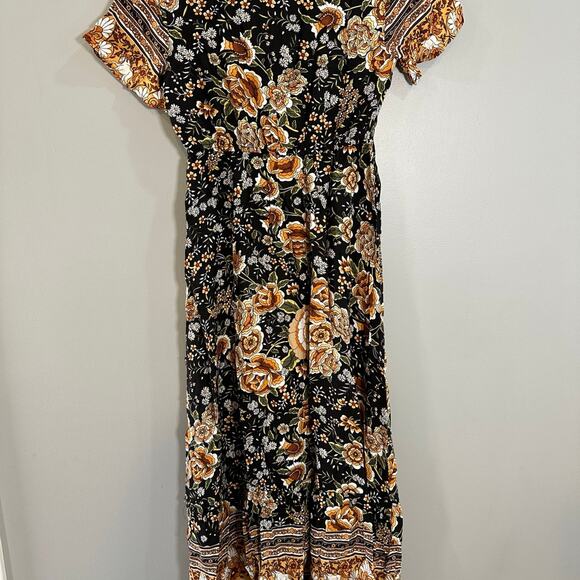 NWT-Women's Boho High Waisted Beach Maxi Dress with Short sleeves-Medium - Picture 4 of 8